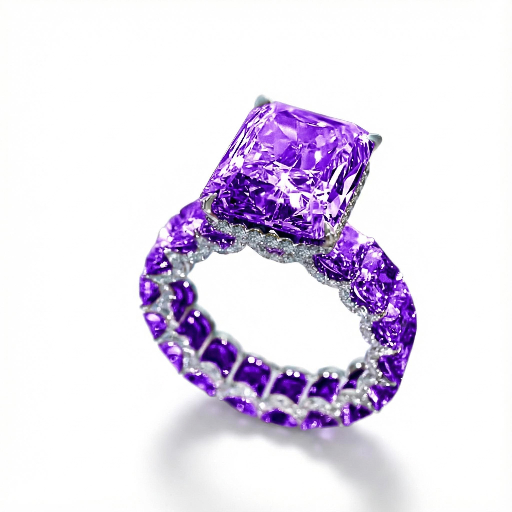 14.22 CT Luxury Fancy Yellow/Amethyst/Sapphire Radiant Cut Pave Halo Engagement Ring 14.22 CT Luxury Fancy Yellow/Amethyst/Sapphire Radiant Cut Pave Halo Engagement Ring