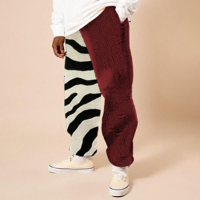 Zebra Print Colorblocked Flannel Lounge Pants