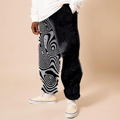 Striped Colorblock Printed Flannel Lounge Pants