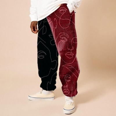 Art Portrait Print Flannel Lounge Pants