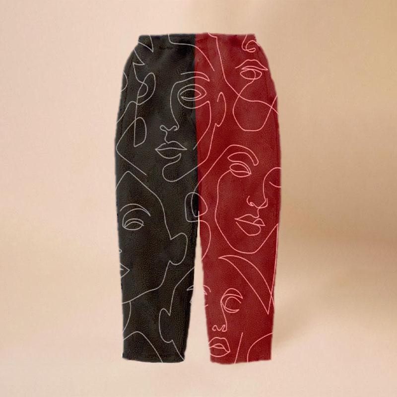 Art Portrait Print Flannel Lounge Pants