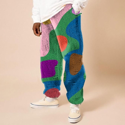 Colorful Geometric Print Flannel Lounge Pants