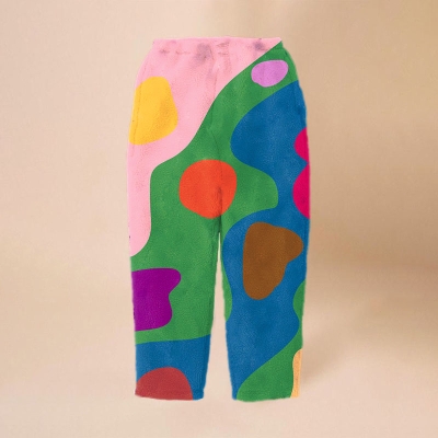 Colorful Geometric Print Flannel Lounge Pants