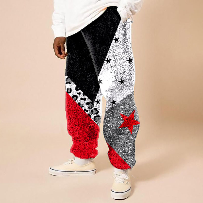 Colorblocked Geometric Print Flannel Lounge Pants