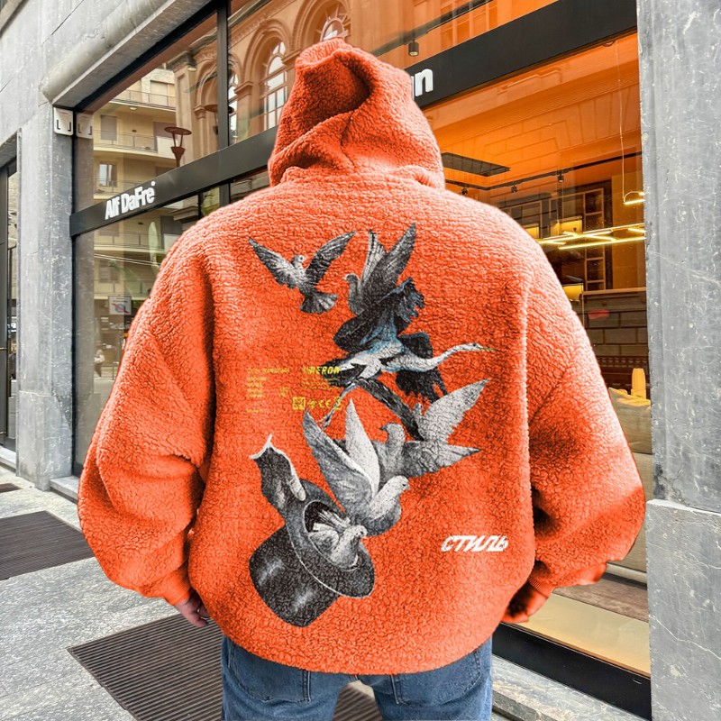 Peace Dove Graffiti Flannel Hoodie