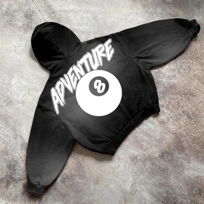 Hip Hop Gothic Print Washed Hoodie