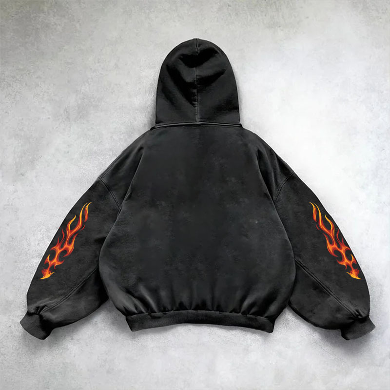 Vintage Flaming Skull Washed Hoodie