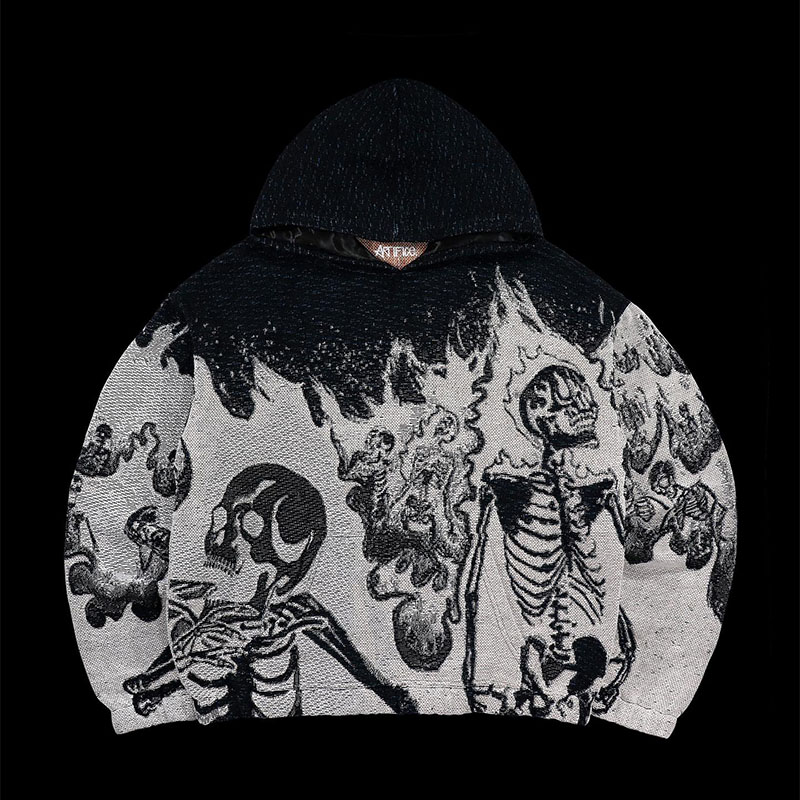 Vintage Goth Skull Print Hoodie