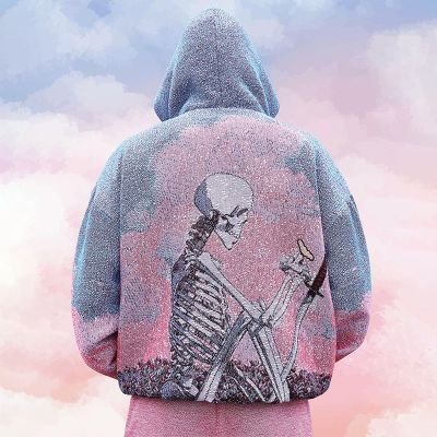 Vintage Goth Skull Print Hoodie