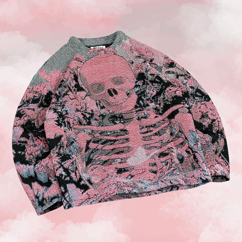 Vintage Goth Skull Print Sweatshirt