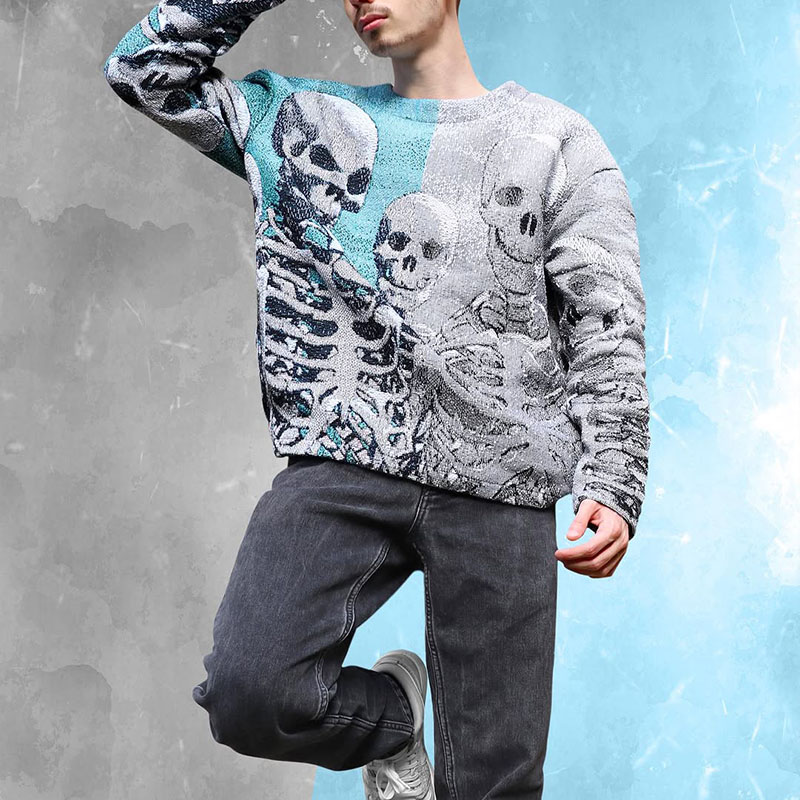 Vintage Goth Skull Print Sweatshirt