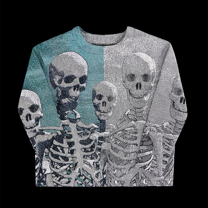 Vintage Goth Skull Print Sweatshirt