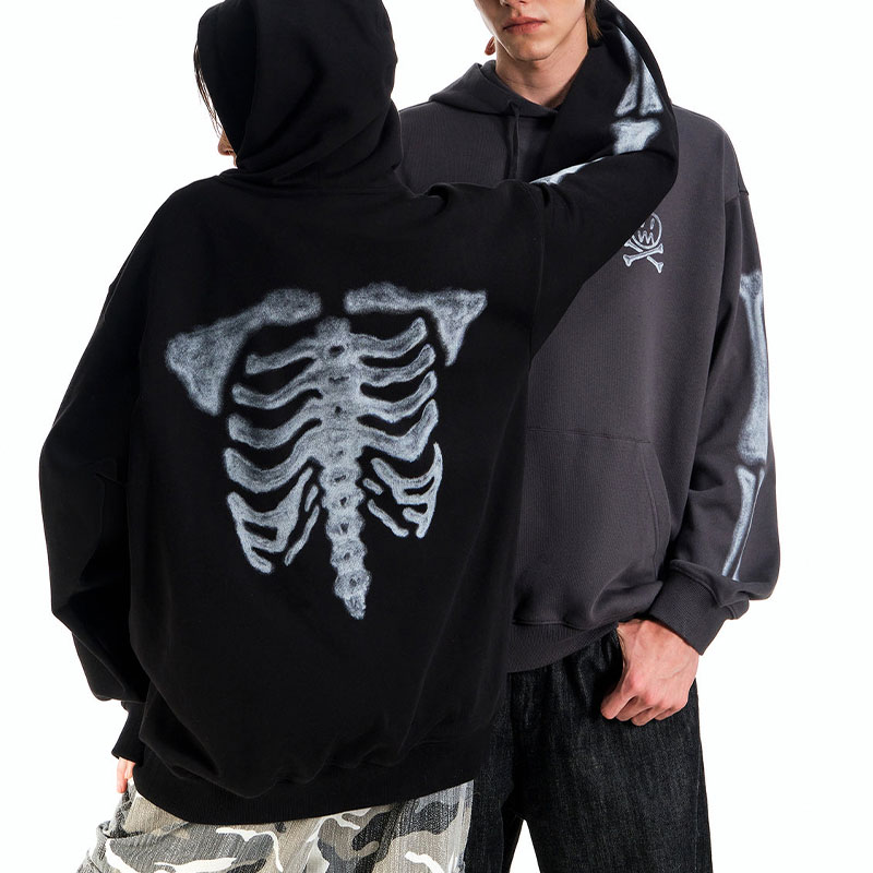 Goth Skull Skeleton Print Hoodie