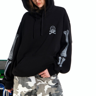 Goth Skull Skeleton Print Hoodie