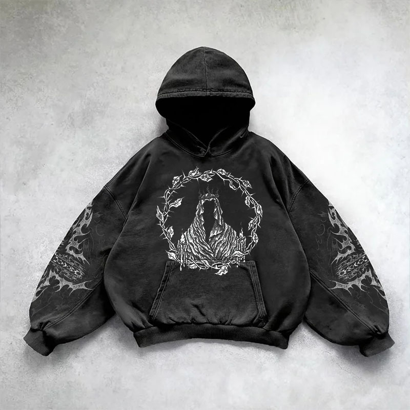 Vintage Gothic Print Hoodie