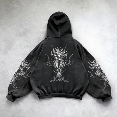 Vintage Goth Print Hoodie