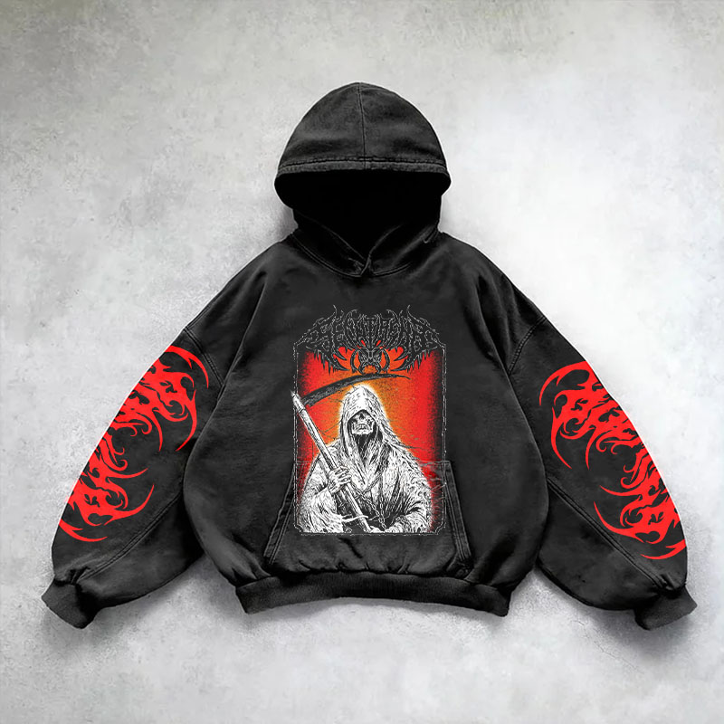 Vintage Goth Print Hoodie