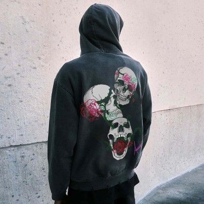 Y2K Goth Skull Washed Hoodie