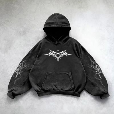 Y2K Goth Washed Hoodie