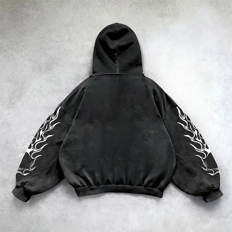 Y2K Goth Skull Washed Hoodie