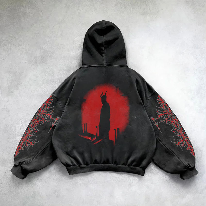 Y2K Hell's Devil Washed Hoodie