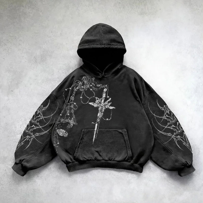 Y2K Goth Washed Hoodie