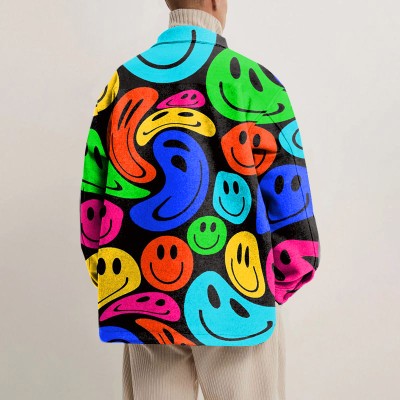 Colorful Smiley Face Graffiti Shirt Jacket