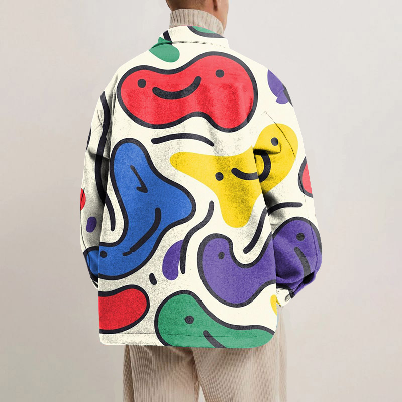 Colorful Smiley Face Graffiti Shirt Jacket