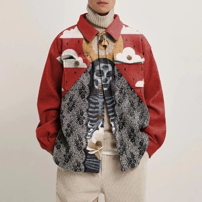 Skull Illustration Shirt Jacket