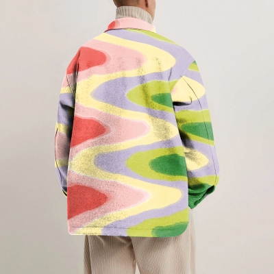 Colorblocked Wave Shirt Jacket