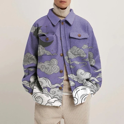 Wave Illustration Shirt Jacket