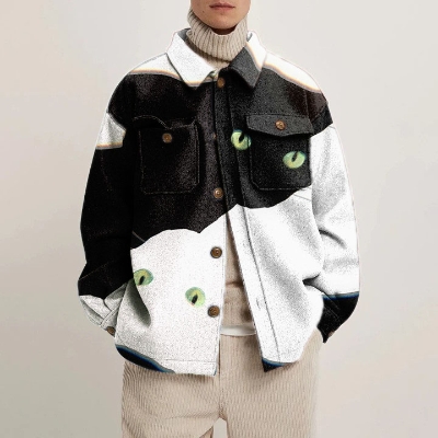 Two Color Cat Shirt Jacket