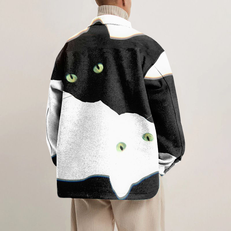 Two Color Cat Shirt Jacket