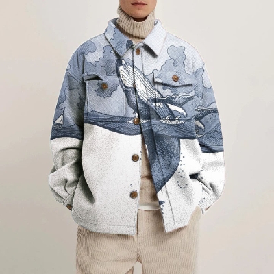 Marine Life Print Shirt Jacket