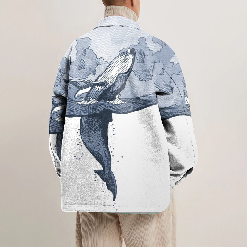 Marine Life Print Shirt Jacket