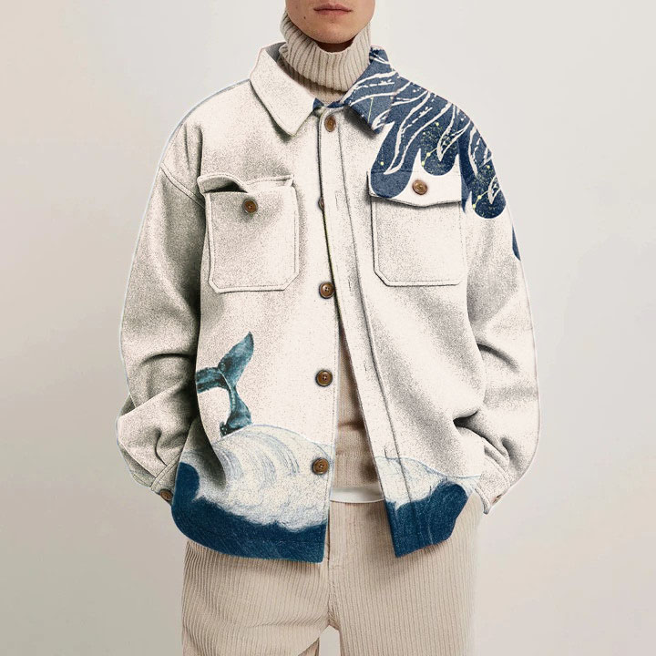 Marine Life Print Shirt Jacket