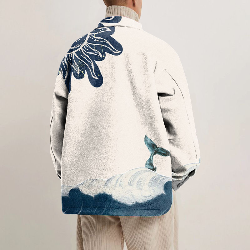 Marine Life Print Shirt Jacket