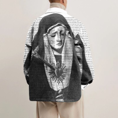 Praying Nun Print Shirt Jacket