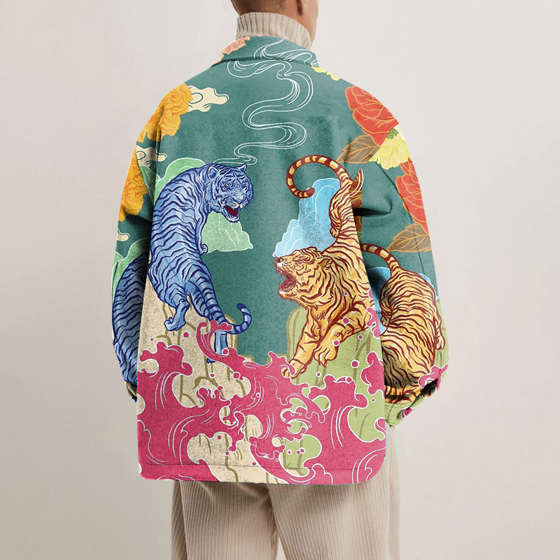 Tiger Totem Print Shirt Jacket