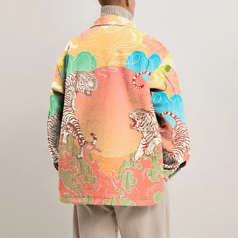 Tiger Totem Print Shirt Jacket