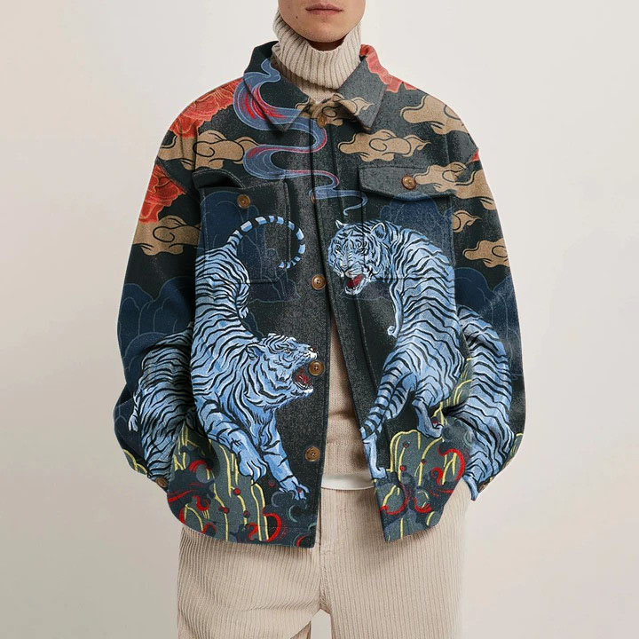 Tiger Totem Print Shirt Jacket