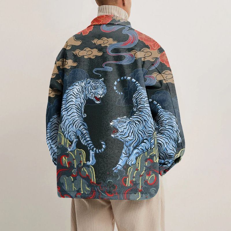 Tiger Totem Print Shirt Jacket