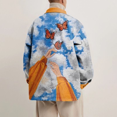 Butterfly Print Shirt Jacket