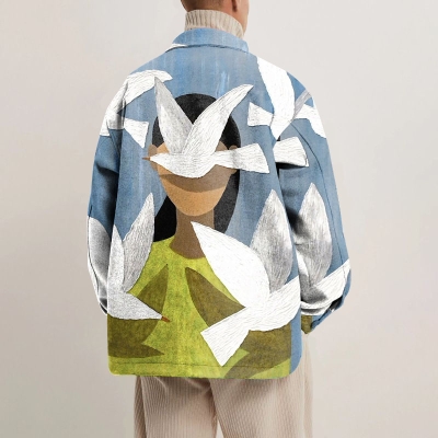 Dove Art Print Shirt Jacket