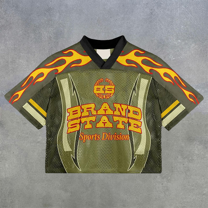 Flame Print Mesh Jersey