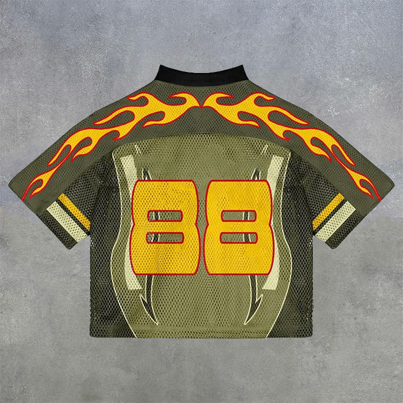 Flame Print Mesh Jersey