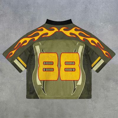 Flame Print Mesh Jersey