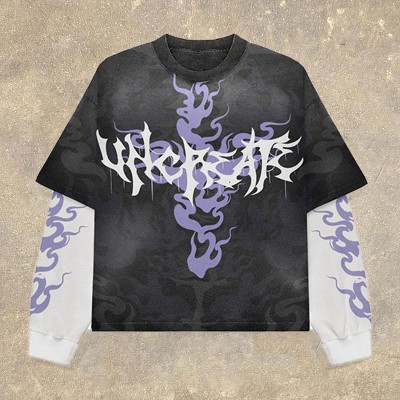 Goth Graffiti Fake Two Piece T-Shirt