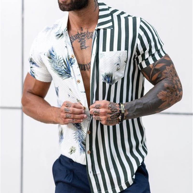 Stripe Printed Short Sleeve Shirt
