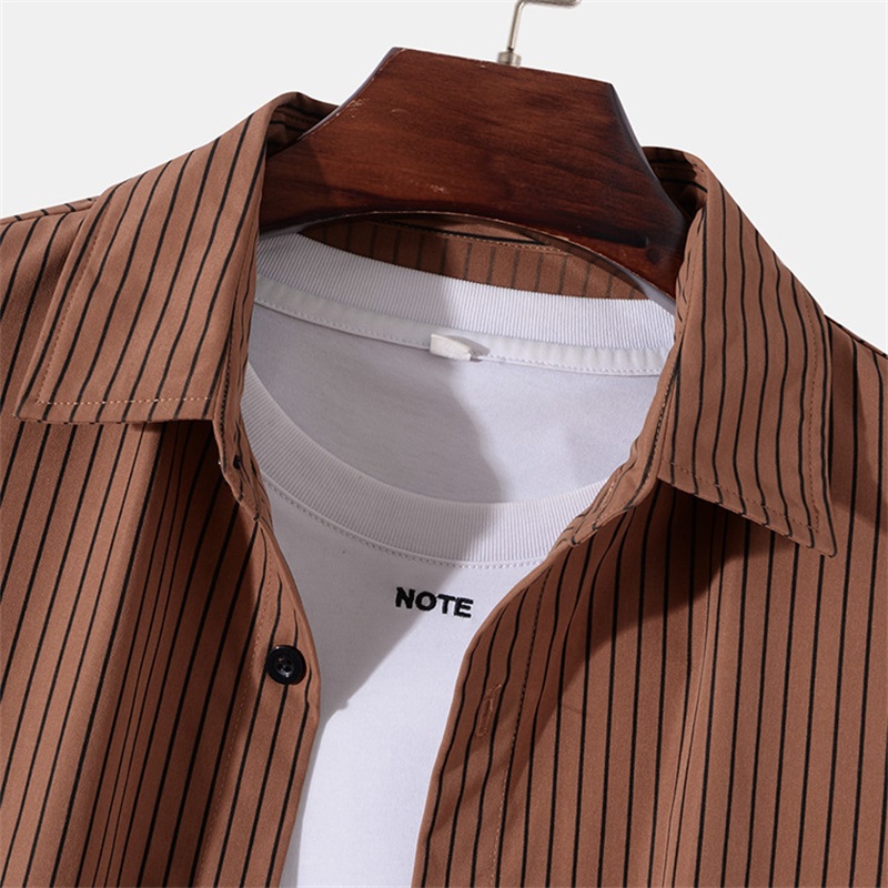 Light Brown Vertical Stripe Shirt